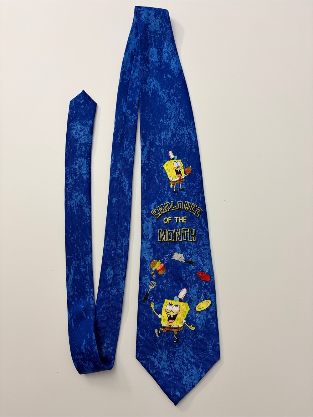 Vtg Y2K 2002 Nickelodeon SpongeBob Blue "Employee of the Month" Tie